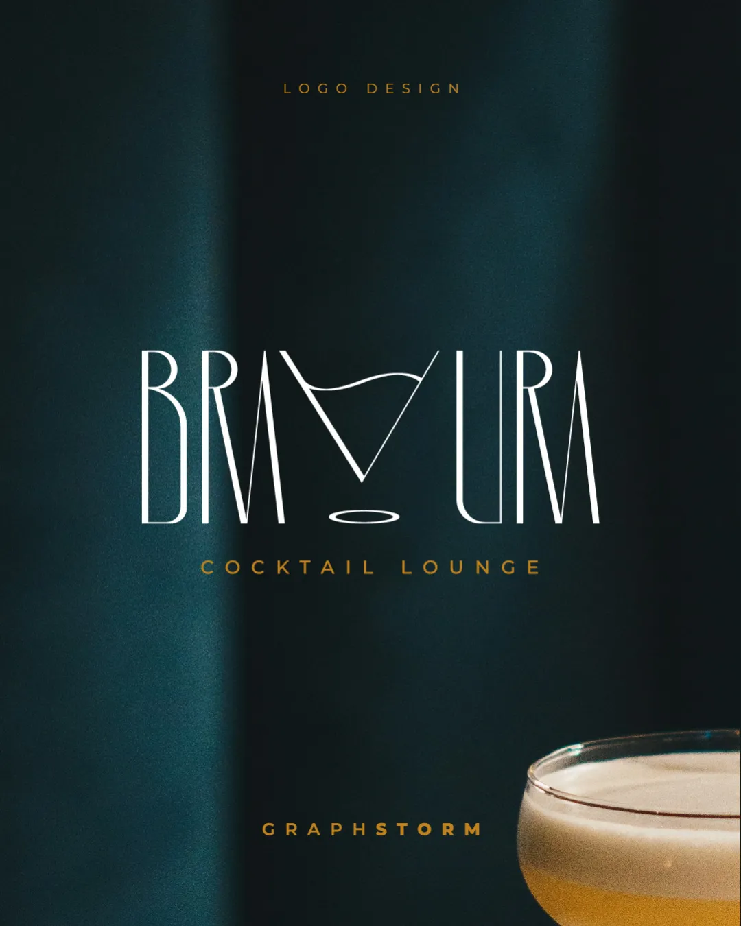 Bravura Cocktail Lounge Martini Glass Wordmark With Integrated Symbol Logo Review