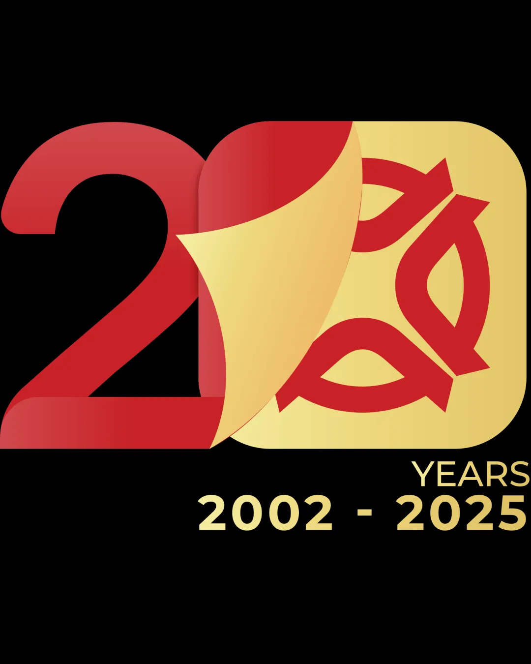 Years 2002 2025 Number 20 With A Stylized Curve Revealing A Circular Motif Anniversary Logo Logo Review