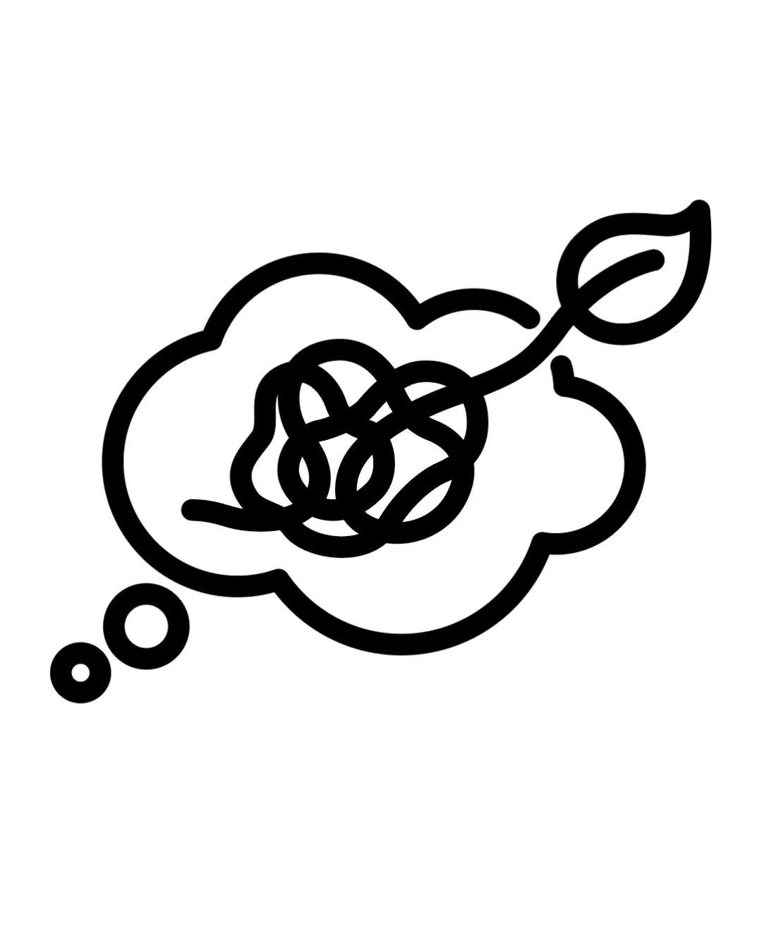 Thought Cloud With A Tangled Knot And A Leaf Abstract Symbol Logo Review