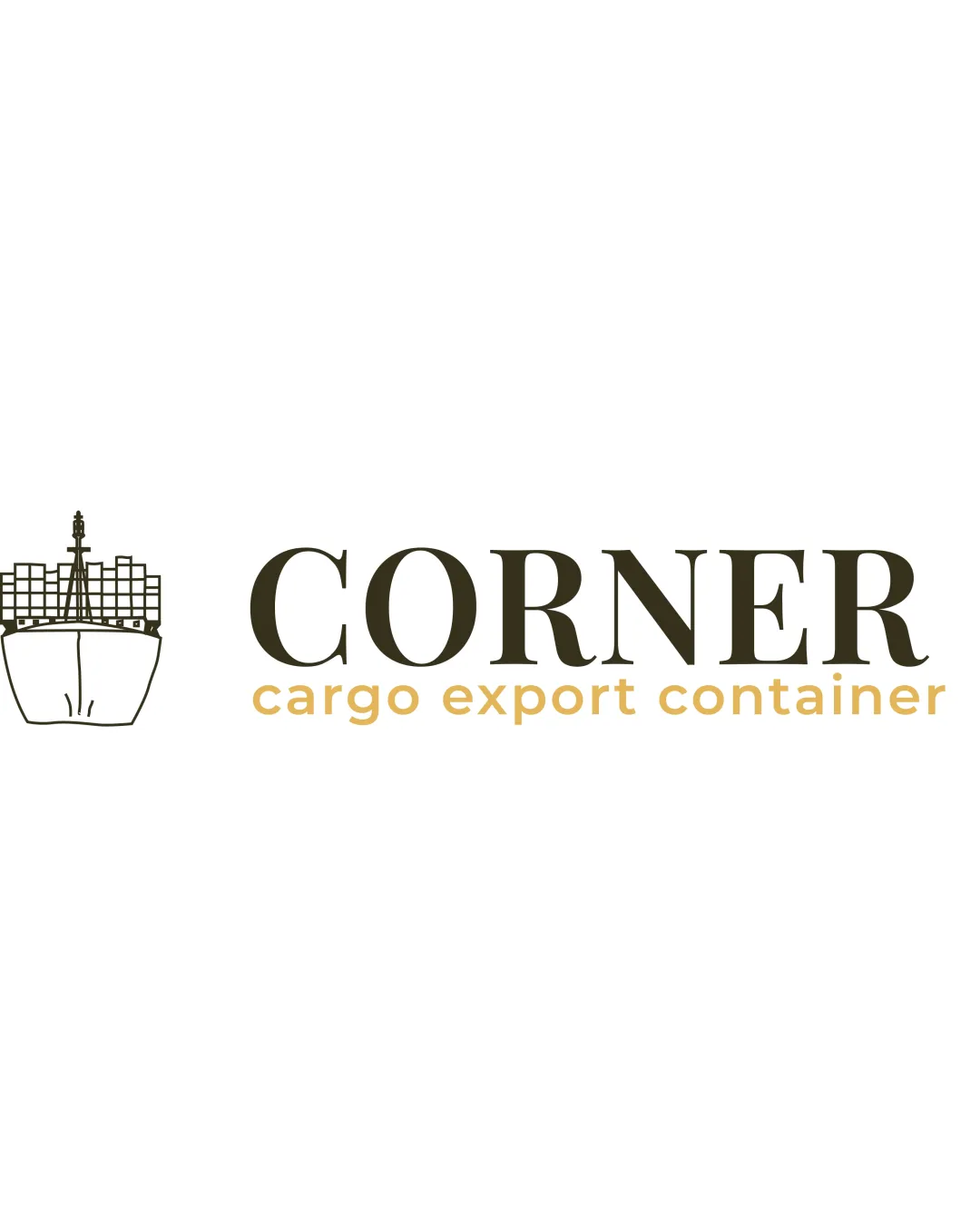 Corner Cargo Export Container Cargo Ship Front View With Containers Combination Mark Logo Review