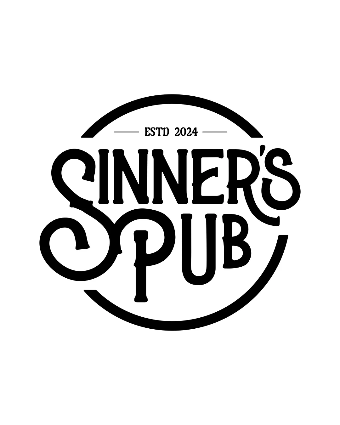 Sinner S Pub Stylized Text Within A Circular Frame Wordmark Hospitality Vintage Logo Review