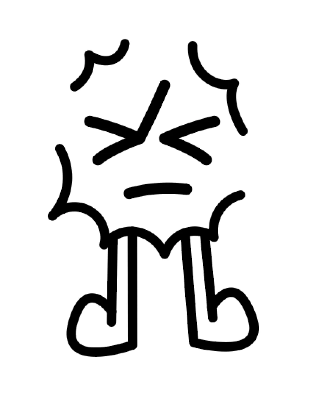 Cartoonish Angry Or Upset Face With Wavy Outline Walking Legs Pictorial Mark Entertainment Cartoon Minimal Monochrome Logo Review