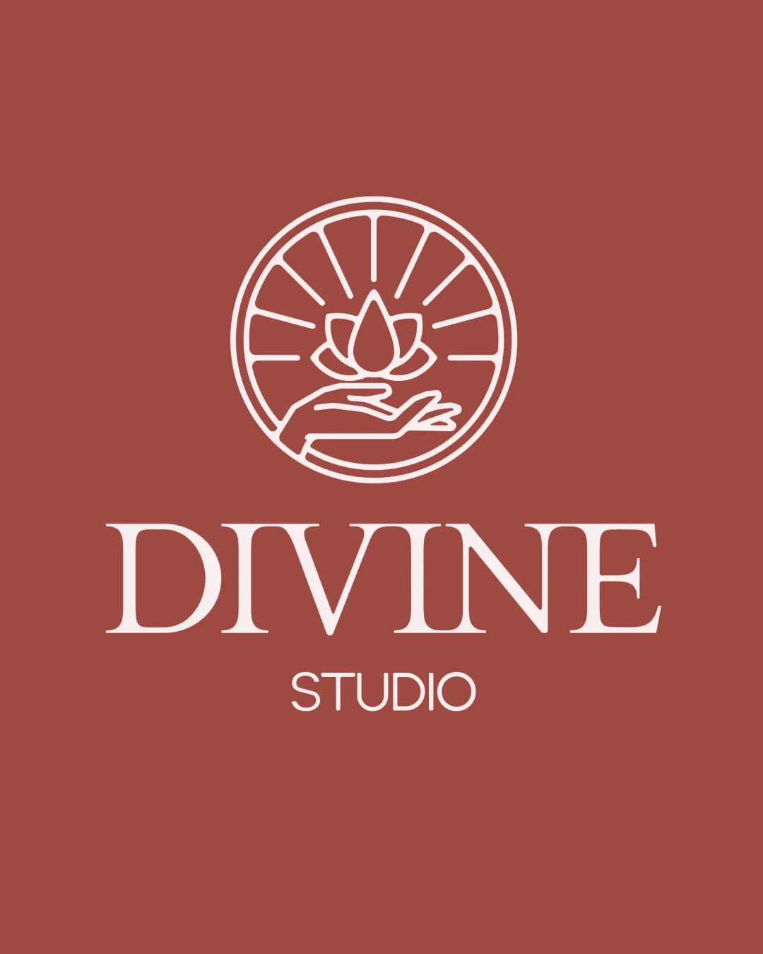Divine Studio Circular Line Badge With An Open Hand Holding A Lotus Flower With Radiating Lines Combination Mark Wellness Minimalist Line Art Logo Review