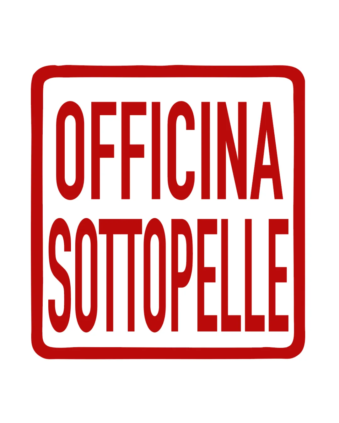 Officina Sottopelle Rectangular Red Border Containing Stacked Tall Sans Serif Text Wordmark Creative Minimalist Geometric Bold Logo Review