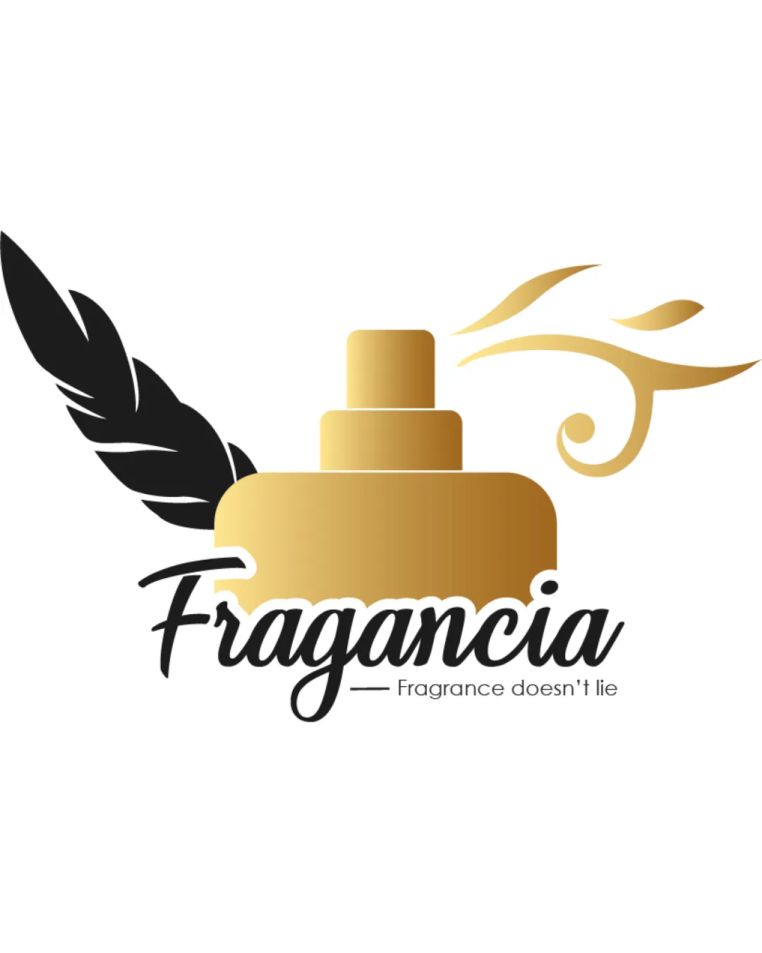 Fragancia Fragrance Doesn T Lie Perfume Bottle With Feather And Swirling Scent Lines Combination Mark Beauty Modern Illustrative Logo Review