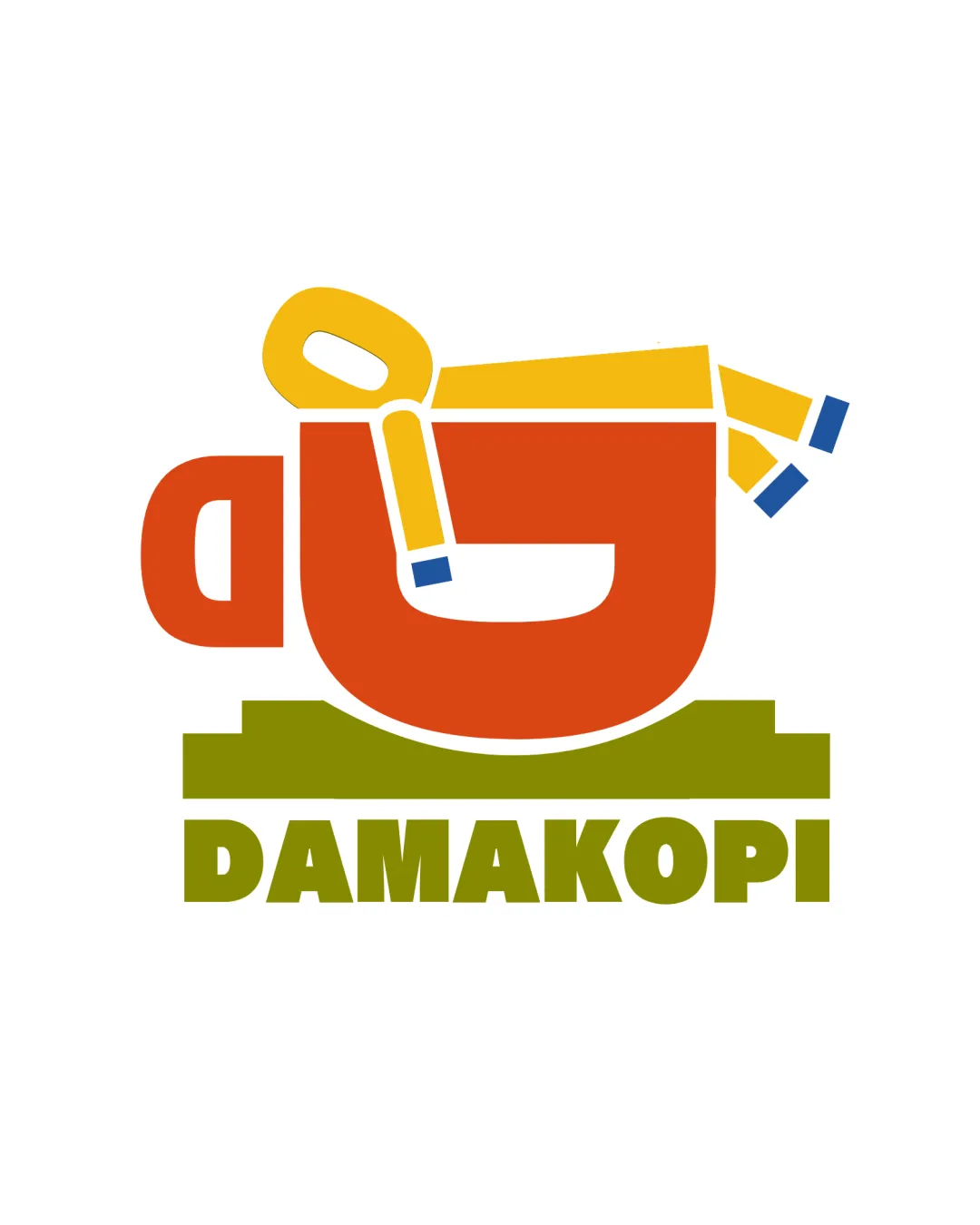 Damakopi Coffee Cup With A Yellow Spoon Resting On Top Stylized Graphic Combination Mark Food Beverage Flat Playful Illustrative Logo Review