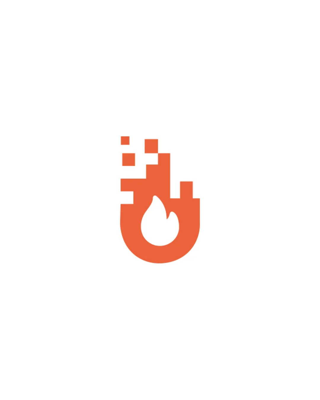 U-shaped monogram with pixels dissolving upward an.. logo review