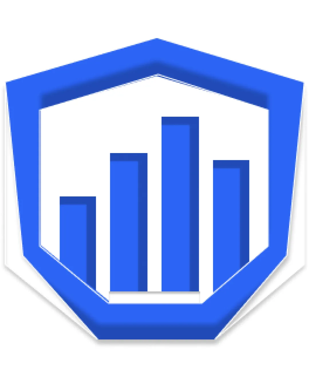 Bar Chart Inside A Shield Hexagonal Frame Abstract Symbol Finance Modern Geometric Flat With Drop Shadow Logo Review
