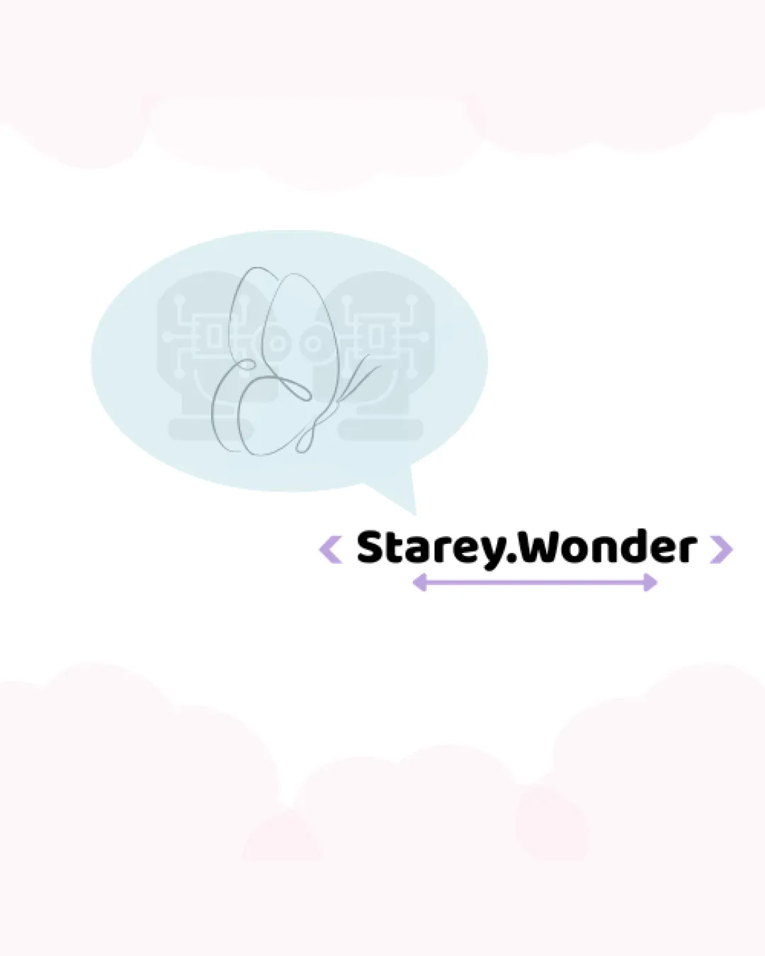 Starey Wonder Abstract Owl Like Figure Within A Chat Bubble Background With Two Stylized Robot Heads Combination Mark Technology Modern Playful Abstract Logo Review