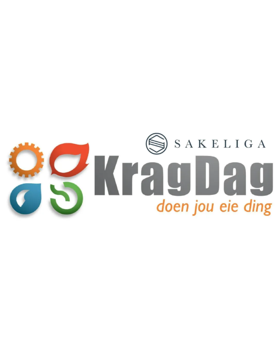 Sakeliga Kragdag Doen Jou Eie Ding Gear Leaf Water Droplet Circular Arrow Combination Mark Event Modern Illustrative Logo Review