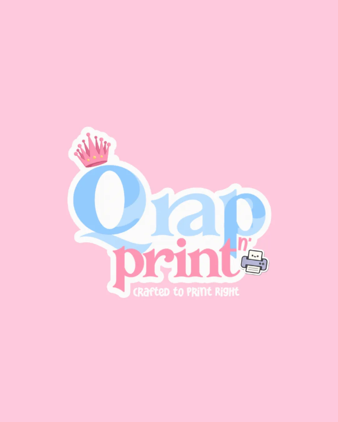 Qrap N Print Crafted To Print Right Crown On The Letter Q Small Printer Icon Next To Print Combination Mark Printing Playful Cartoonish Logo Review