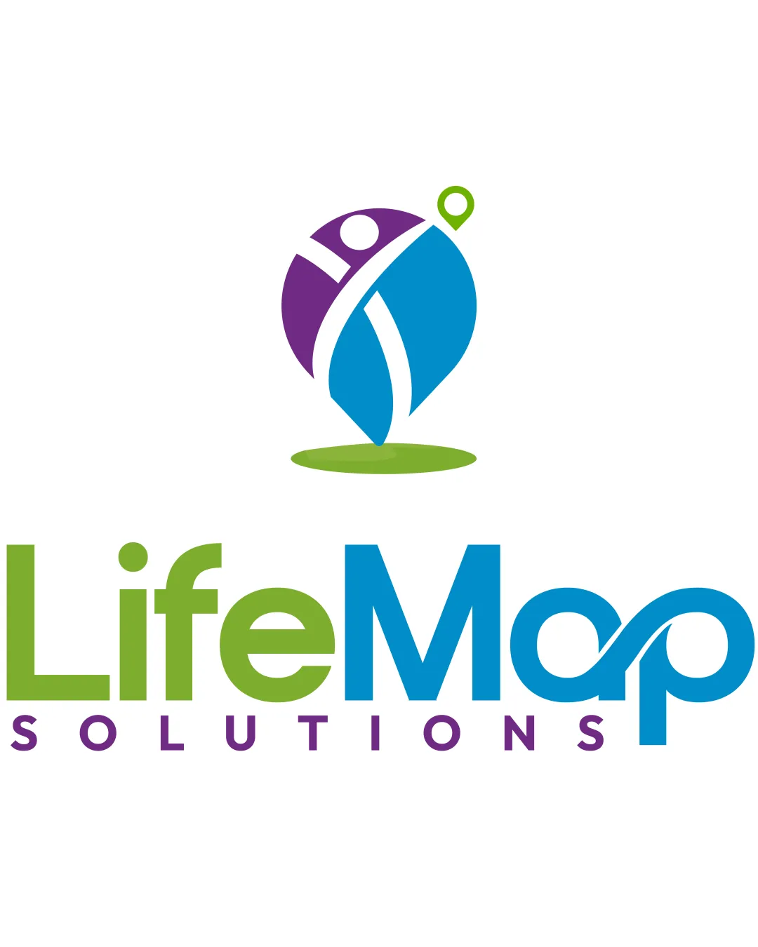 Lifemap Solutions Abstract Pin Marker Forming A Person With Arms Raised Incorporates Map Location Pointer And Leaf Like Shape Combination Mark Symbol Wordmark Healthcare Modern Geometric Friendly Logo Review