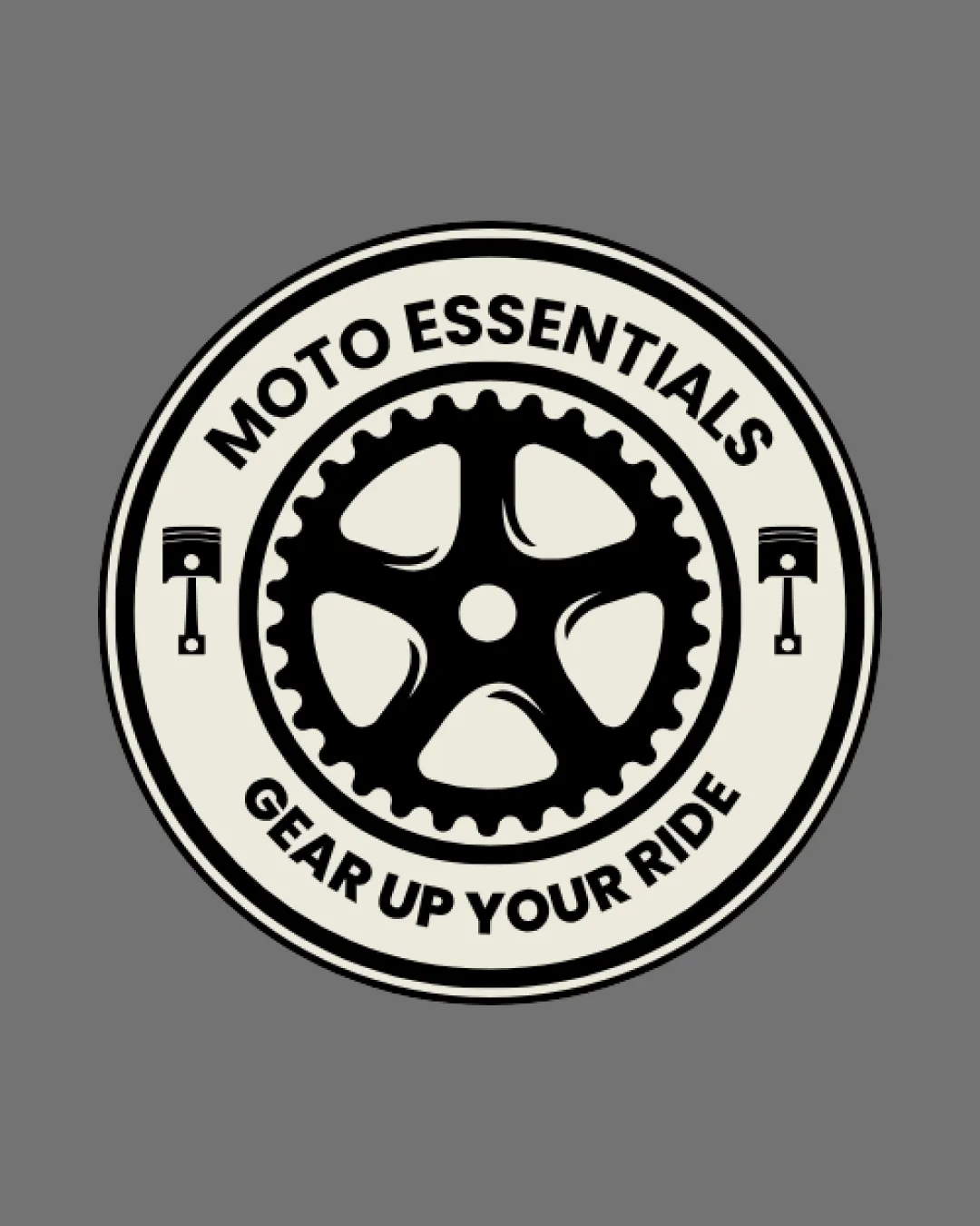 Moto Essentials Gear Up Your Ride Motorcycle Sprocket Two Pistons Combination Mark Automotive Vintage Badge Emblem Logo Review