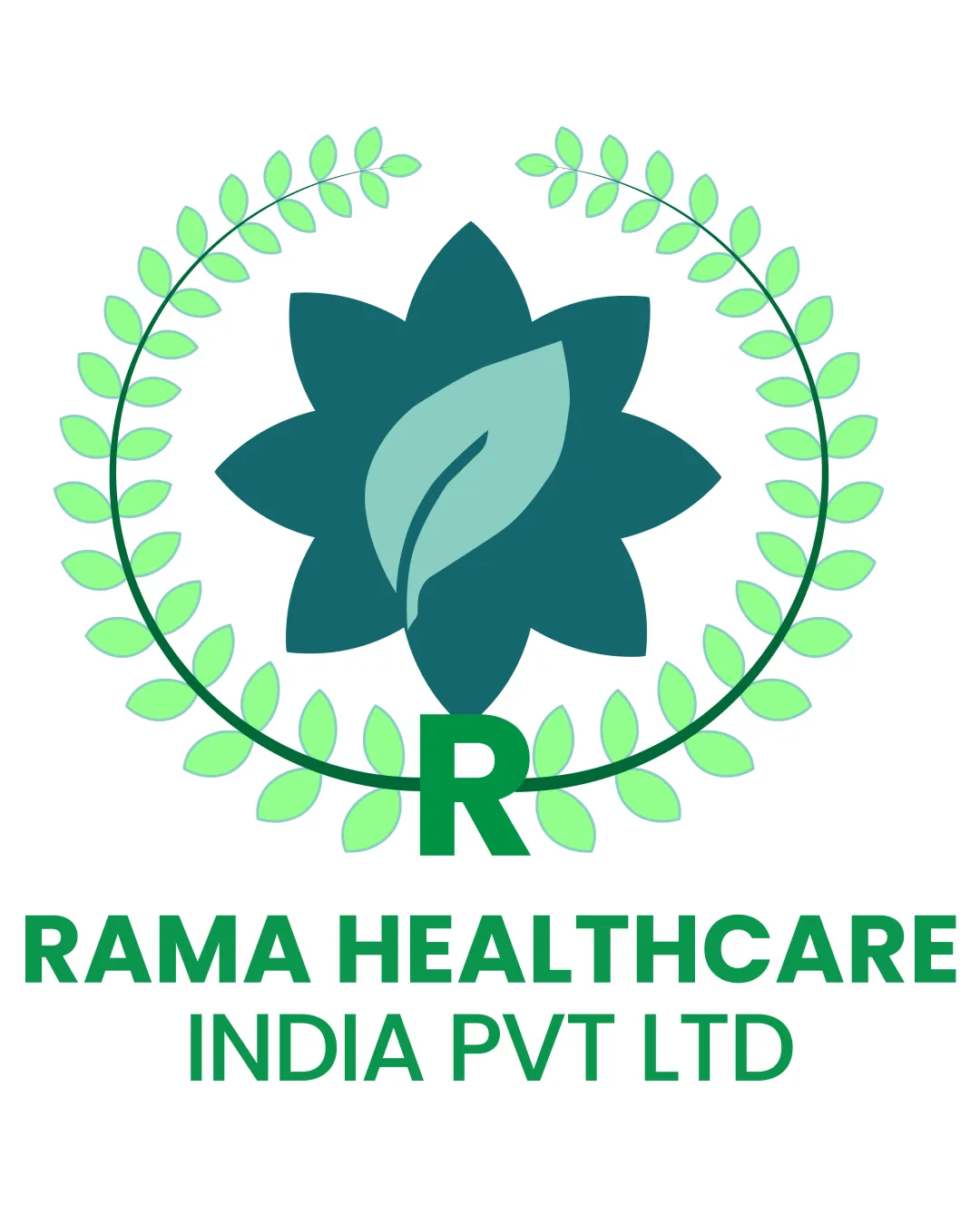 Rama Healthcare India Pvt Ltd Flower With A Leaf Inside Wreath Large R Letter Combination Mark Healthcare Flat Corporate Logo Review