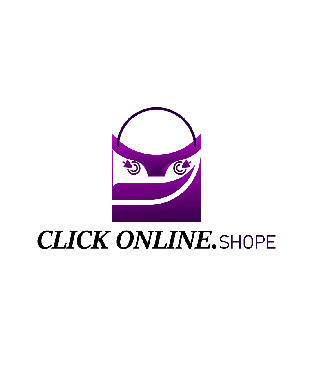 Click Online Shope Shopping Bag With Abstract Mouse Pointer And Click Icons Combination Mark E Commerce Modern Gradient Semi Abstract Logo Review