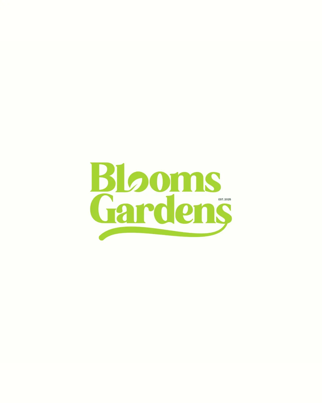 Blooms Gardens Custom Typographic Wordmark With A Leaf Integrated Into The Second O Of Blooms And A Flourish Underline Under Gardens Wordmark Gardening Modern Playful Organic Logo Review