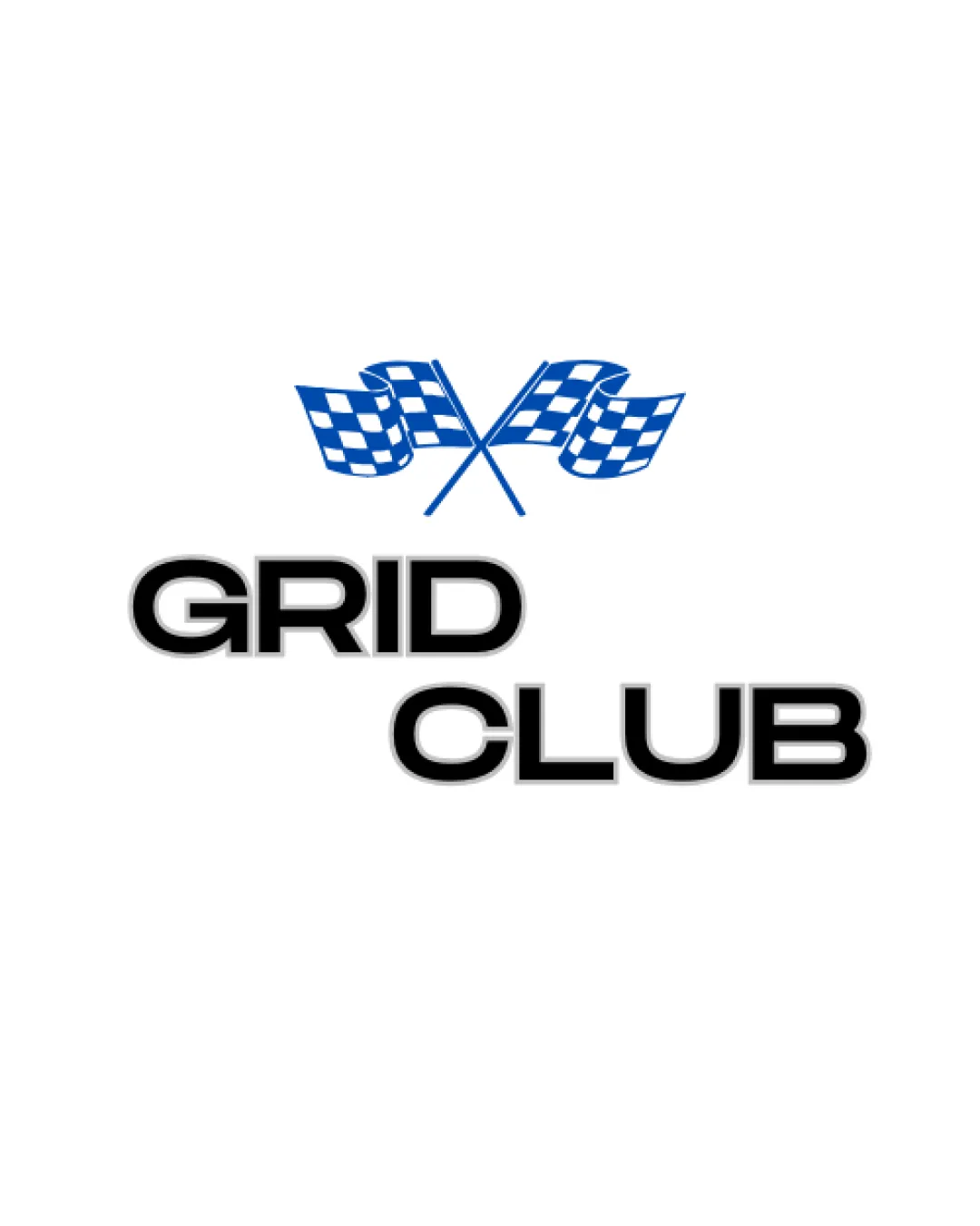 Grid Club Two Crossed Blue Checkered Flags Combination Mark Automotive Modern Bold Literal Logo Review