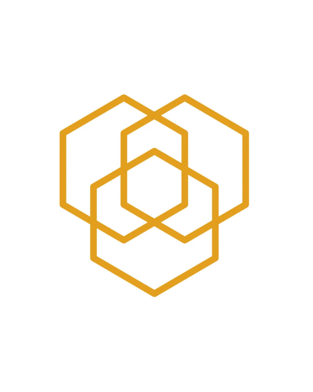 Three Overlapping Hexagons Logomark Technology Minimal Geometric Outline Logo Review