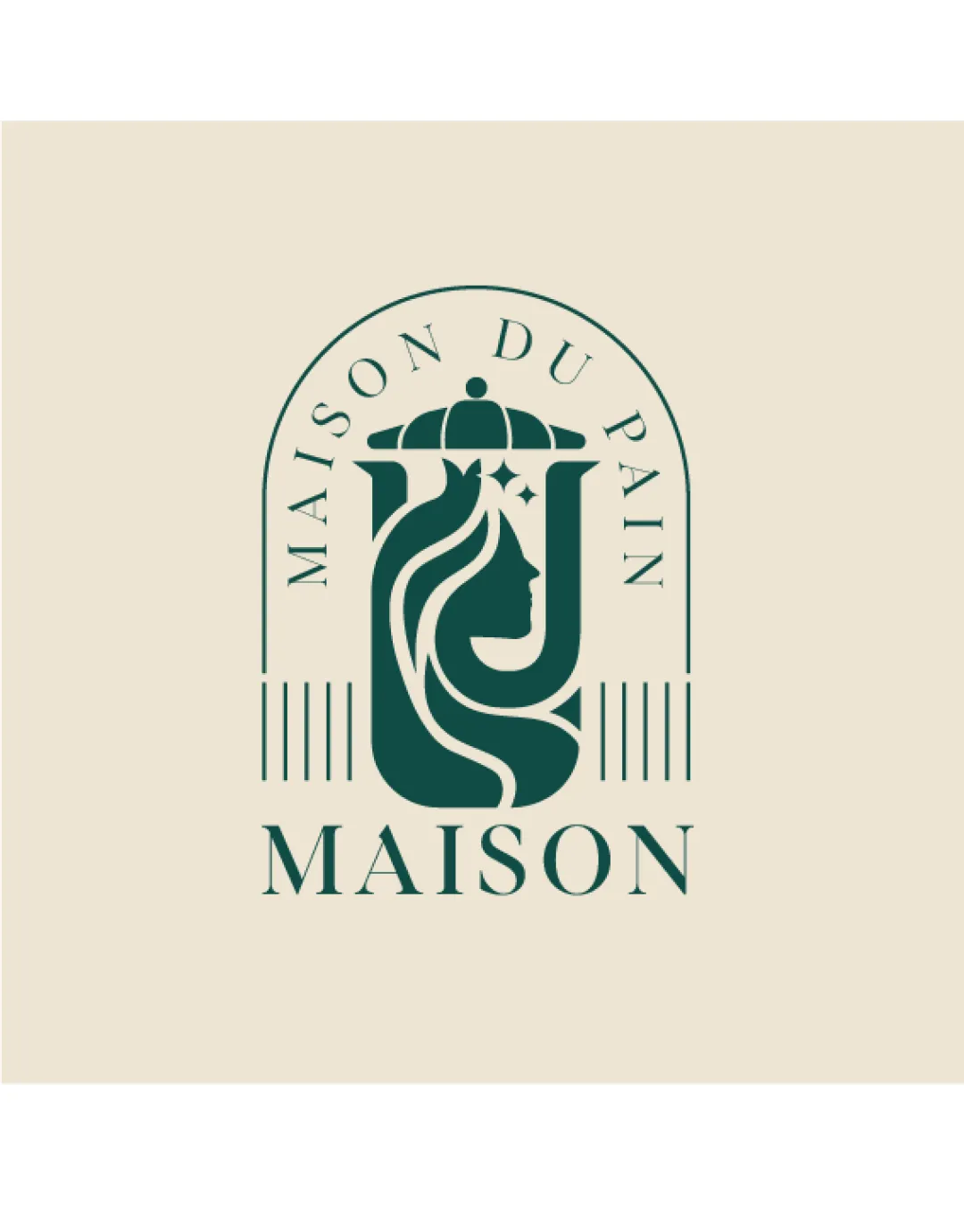 Maison Du Pain Maison Stylized Female Profile With Flowing Hair Chef S Toque Sparkles And Architectural Arch Combination Mark Bakery Vintage Illustrative Elegant Logo Review