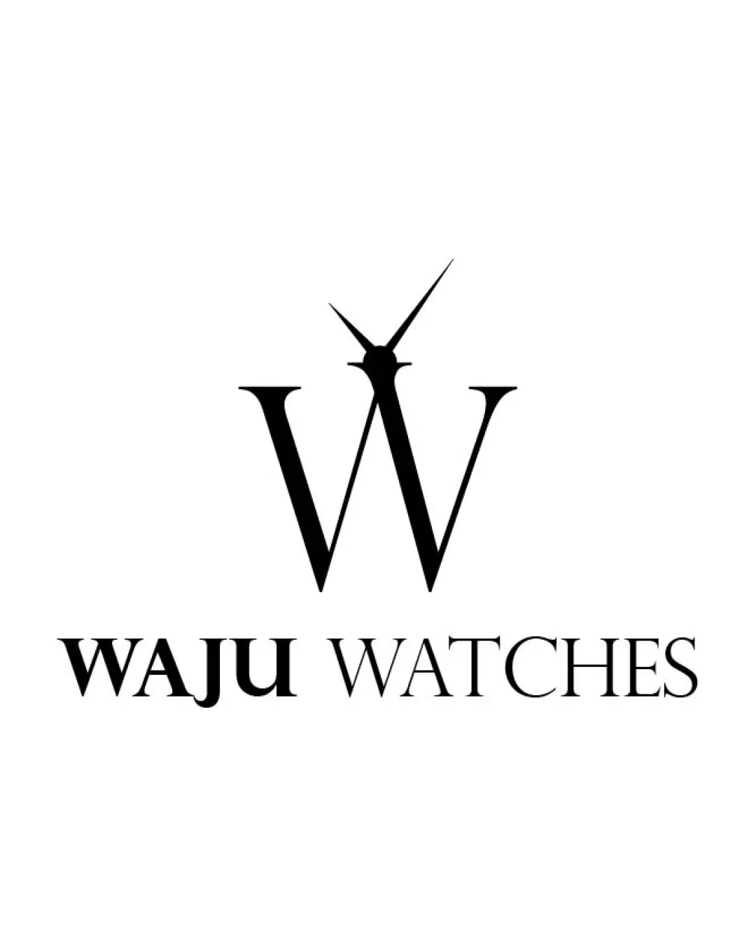 Waju Watches Large W With Watch Hands Intersecting The Top Combination Mark Luxury Goods Minimalist Serif Typography Monochrome Logo Review
