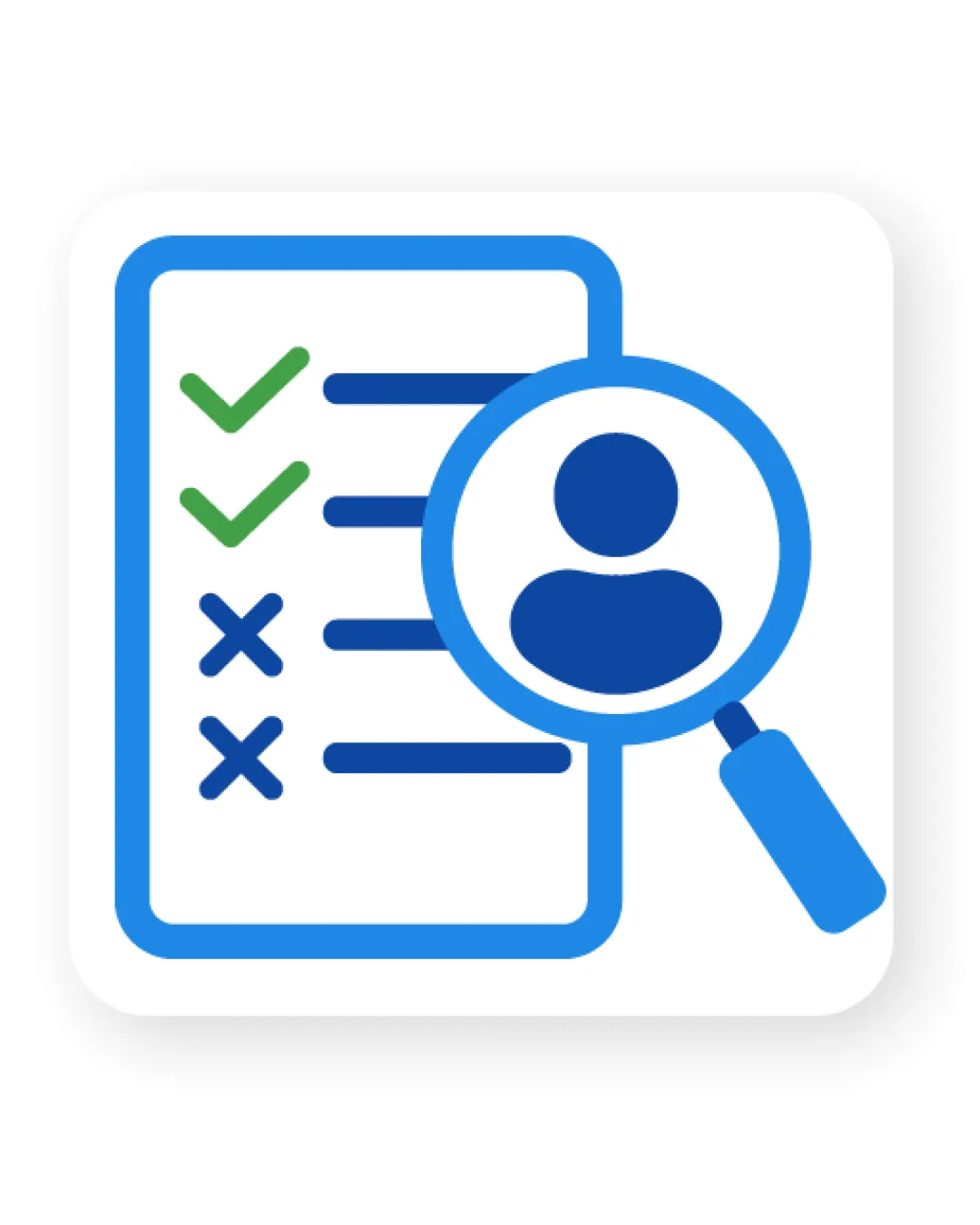 Clipboard With Checklist Magnifying Glass Person Icon Combination Mark Human Resources Flat Modern Logo Review