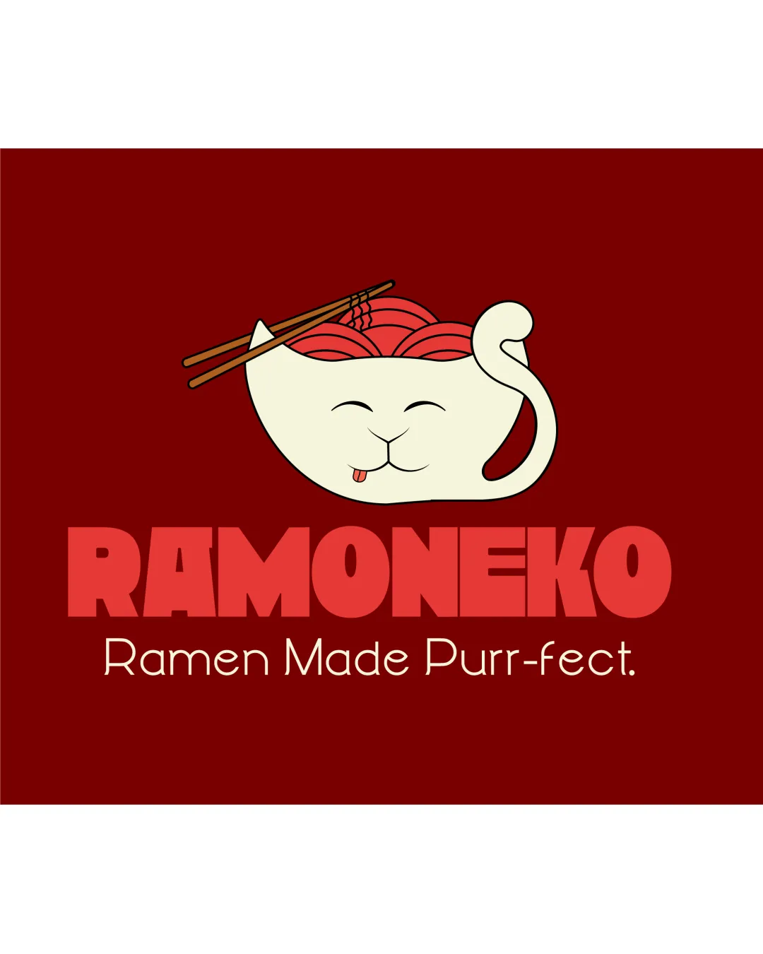 Ramoneko Ramen Made Purr Fect Cat Shaped Ramen Bowl With Chopsticks And Noodles Combination Mark Restaurant Cartoonish Playful Logo Review