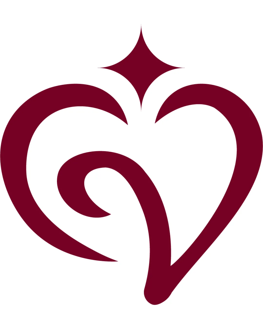 Stylized Heart Shape With A Swirl And A Four Pointed Star Above Logomark Food Modern Abstract Minimalistic Logo Review