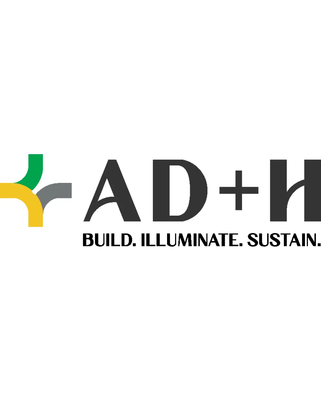 AD+H BUILD. ILLUMINATE. SUSTAIN. logo review