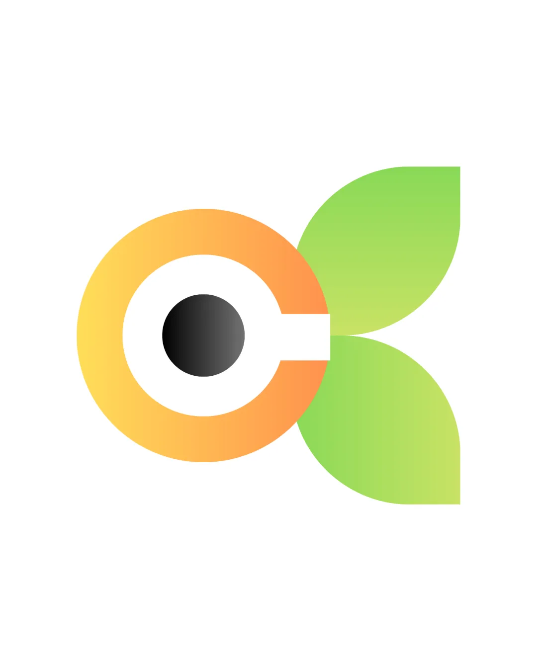 C letterform with circular core and two green leav.. logo review