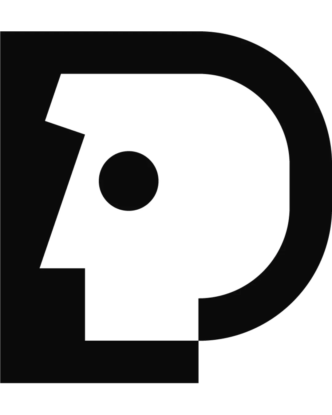 letter P with stylized human head profile logo review