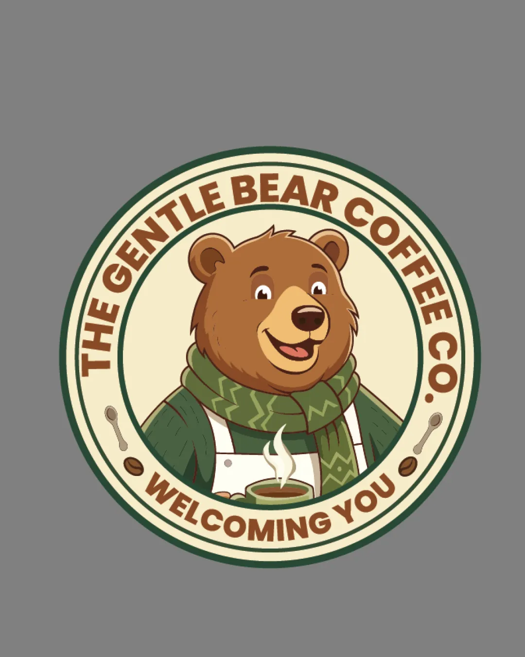 Gentle Bear Coffee Shop Logo logo