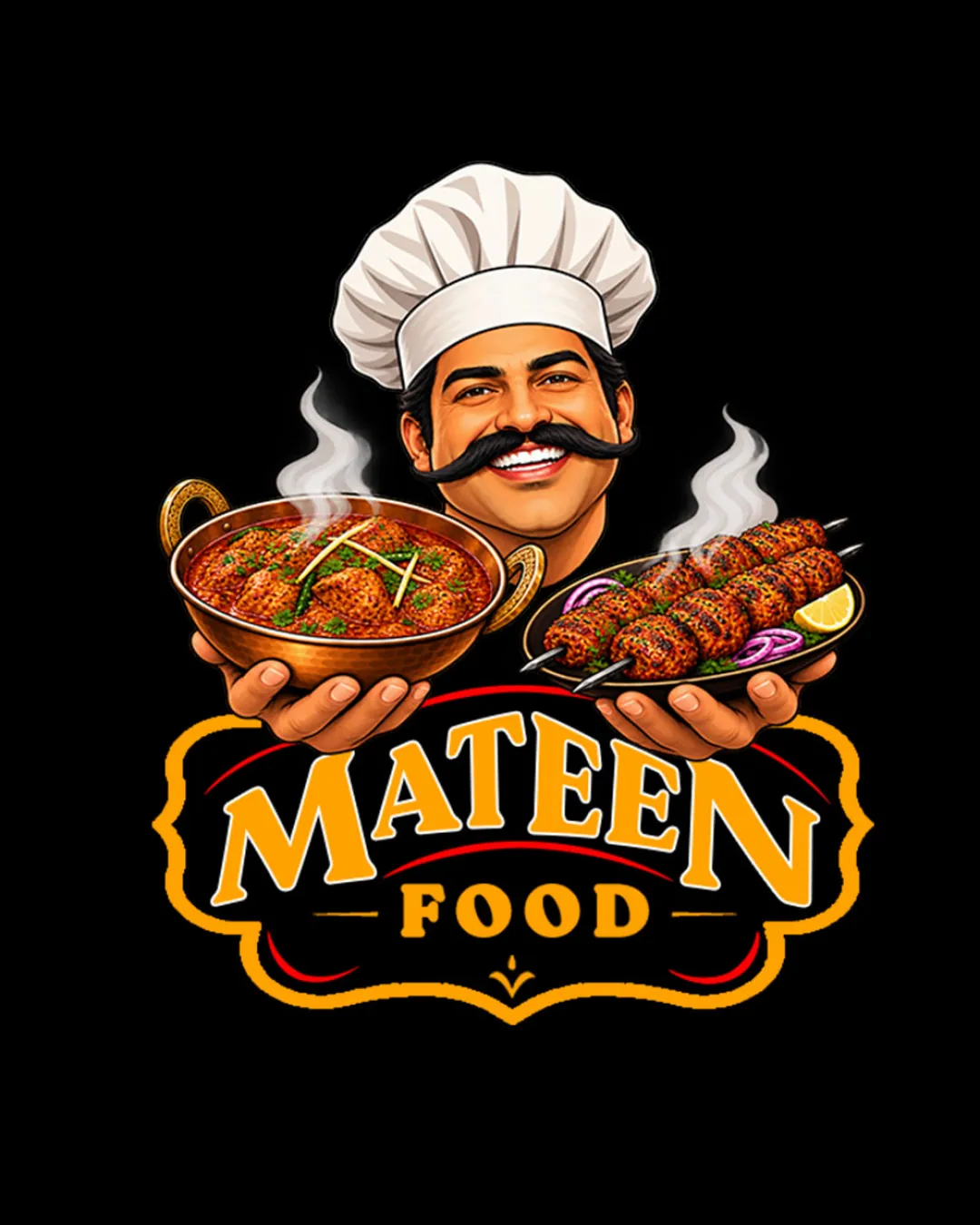 Mateen Food Illustrative Logo Review logo