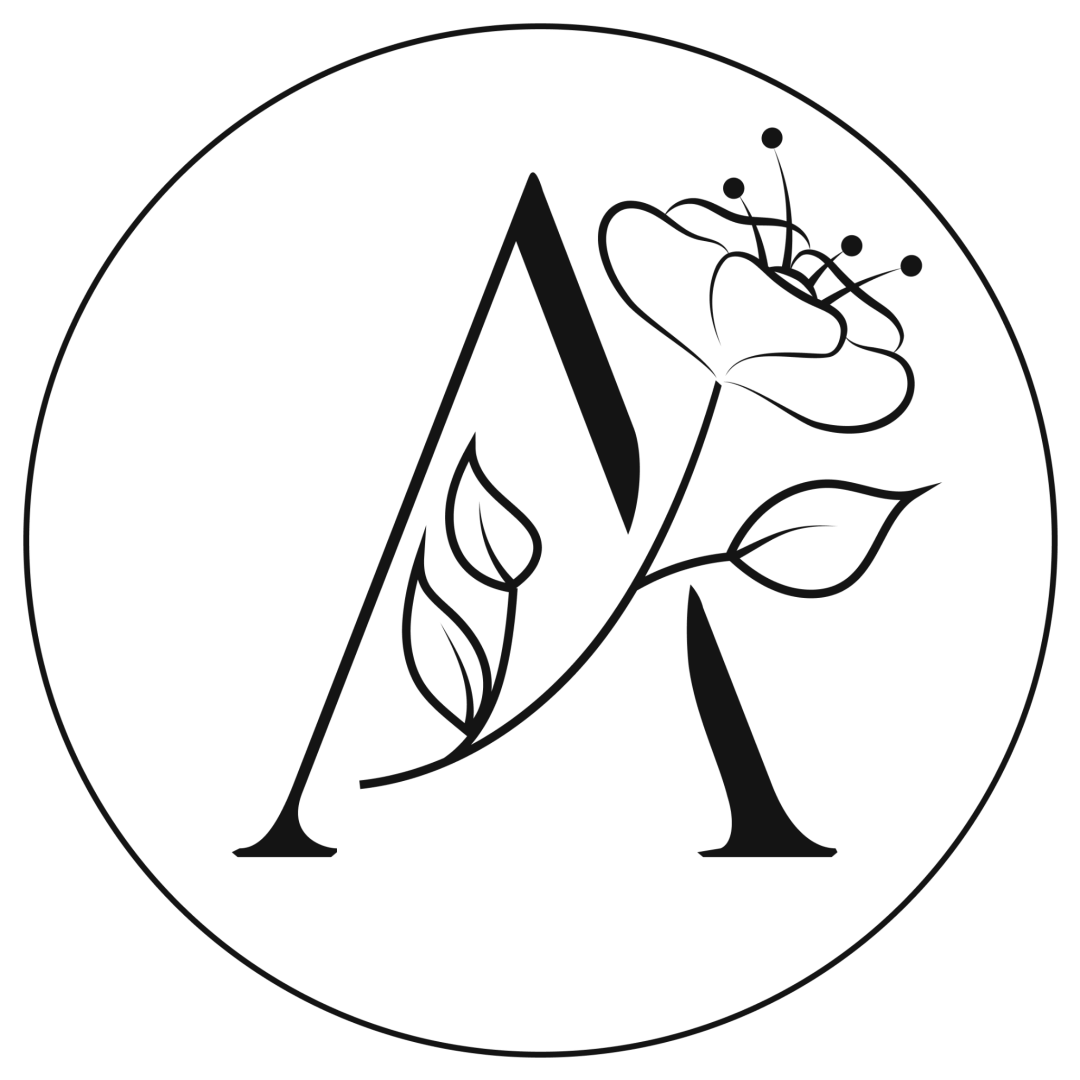 A monogram and flower logo logo