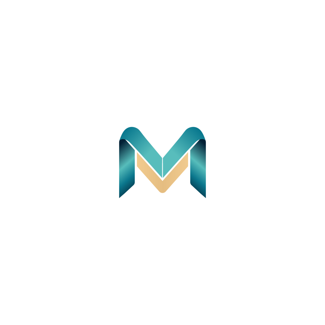 M monogram ribbon logo logo