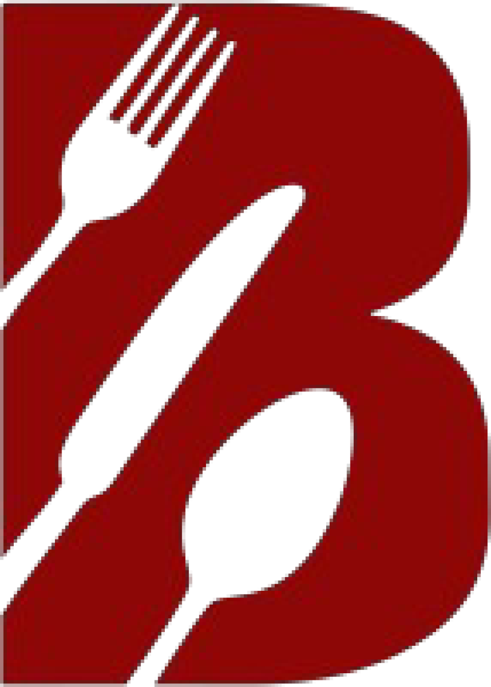 B monogram with utensils logo logo